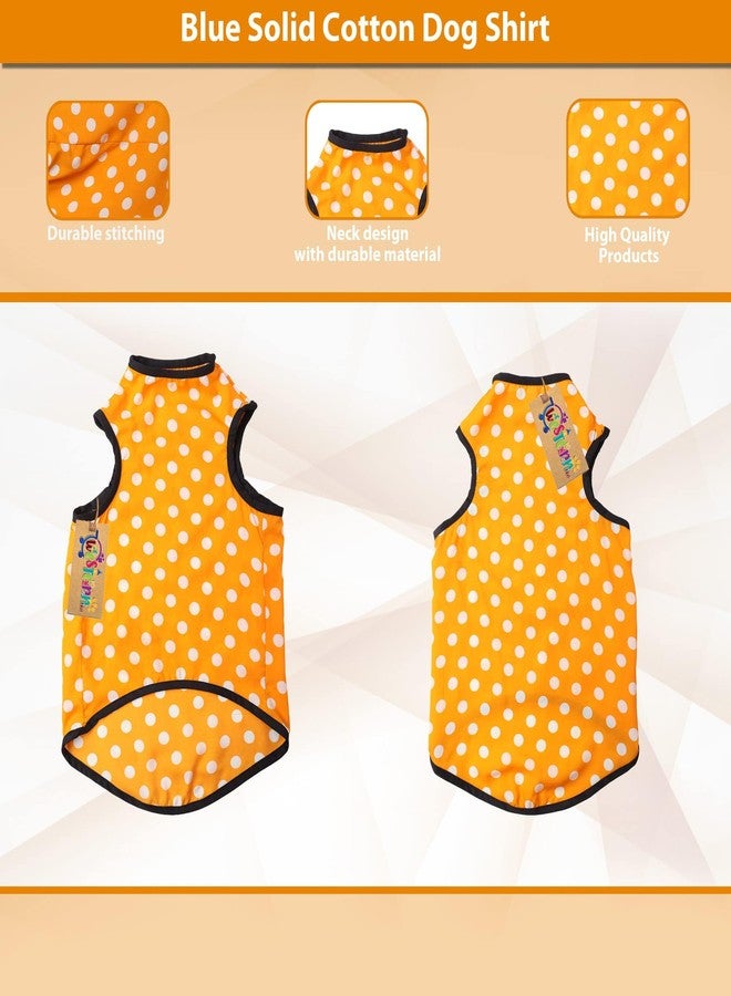 Western Era Funky Soft Cotton Dog T-Shirt | Comfortable & Breathable Dog Clothing | Stylish Sleeveless Vest Pet Outfit (Polka Orange) (Medium - 16inches) - Image 2